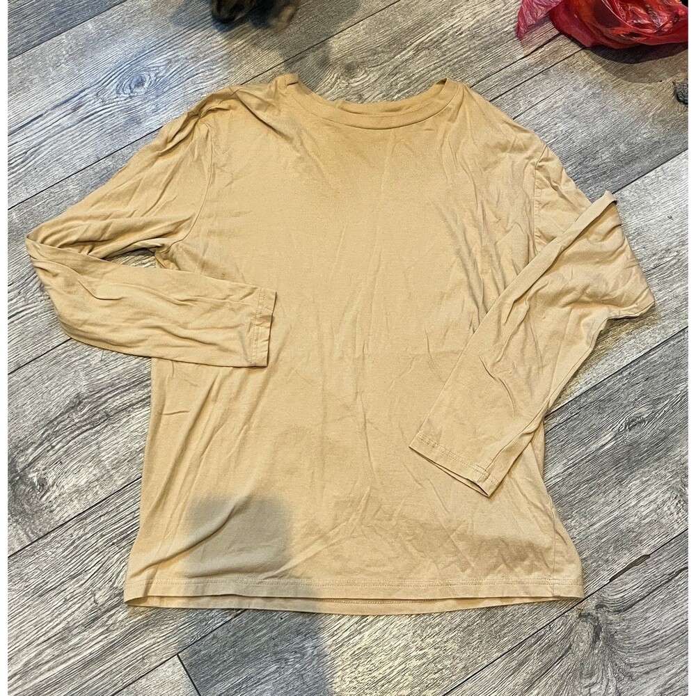 Forever 21 Mens Slim Fit Coupe Etroite Medium Plain Tan Long‎ Sleeve Shirt